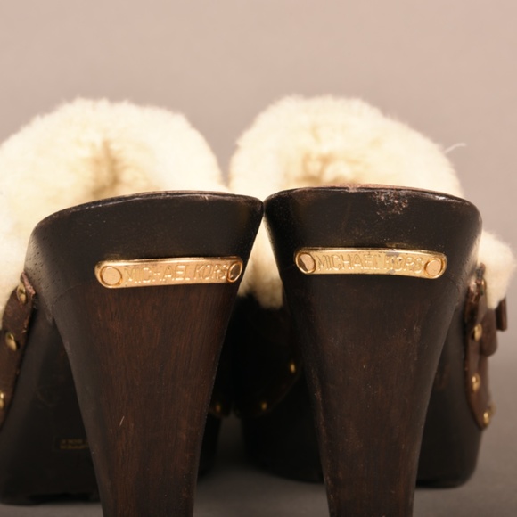 Michael Kors Brown Leather & Faux Fur Heels - Picture 6 of 9